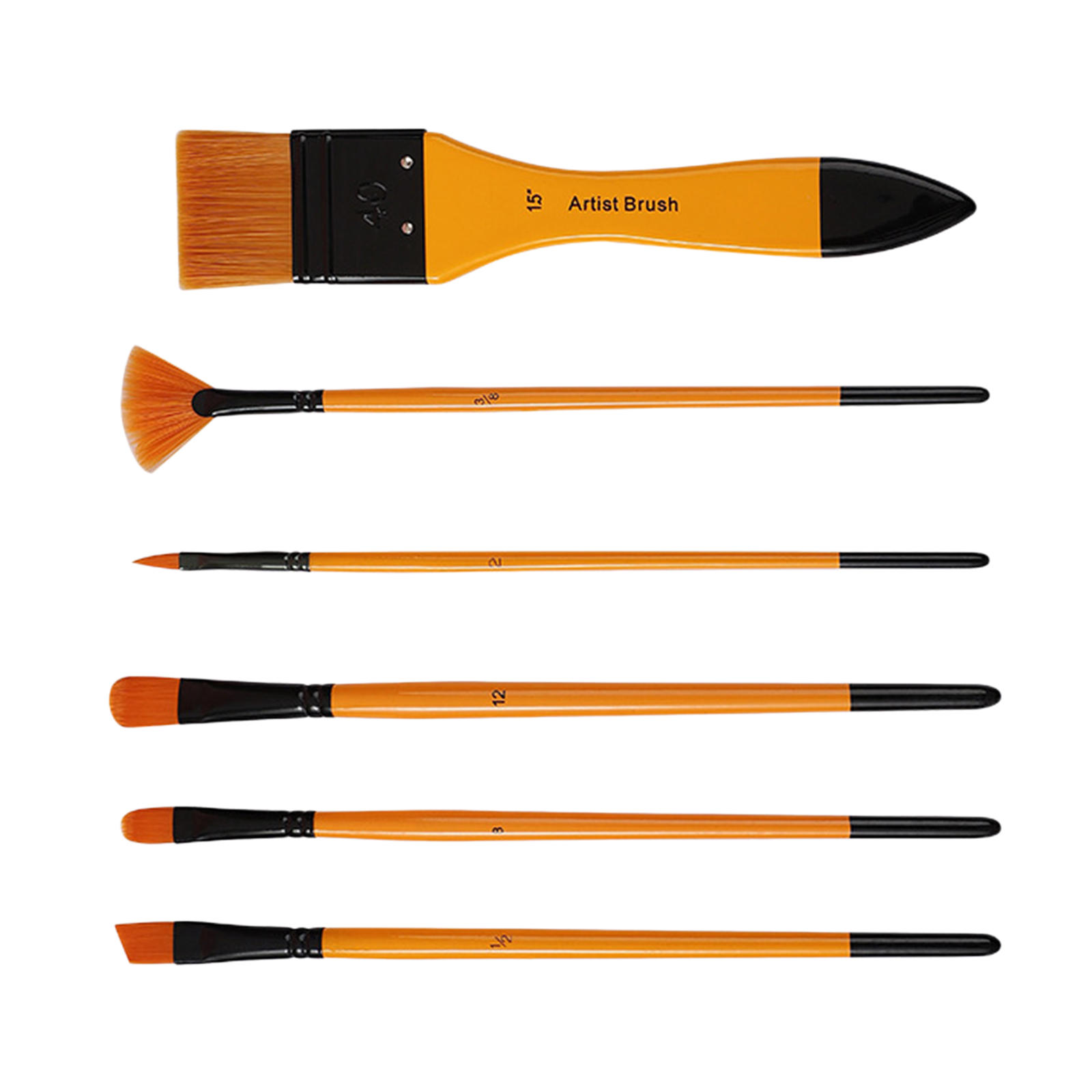 6 Pieces Wood Handle Artist Nylon Hair Brushes Paint Brush for Beginners Students Adults Kids Watercolor Drawing Acrylic Crafts