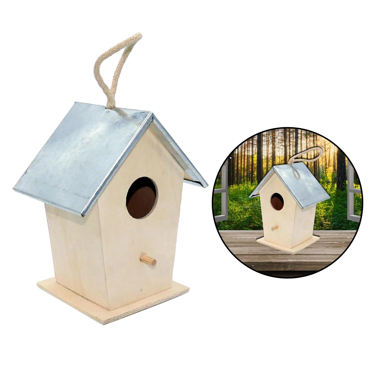 Hanging Outdoor Bird House Hummingbird Nest Garden Terrace for Wren Robin