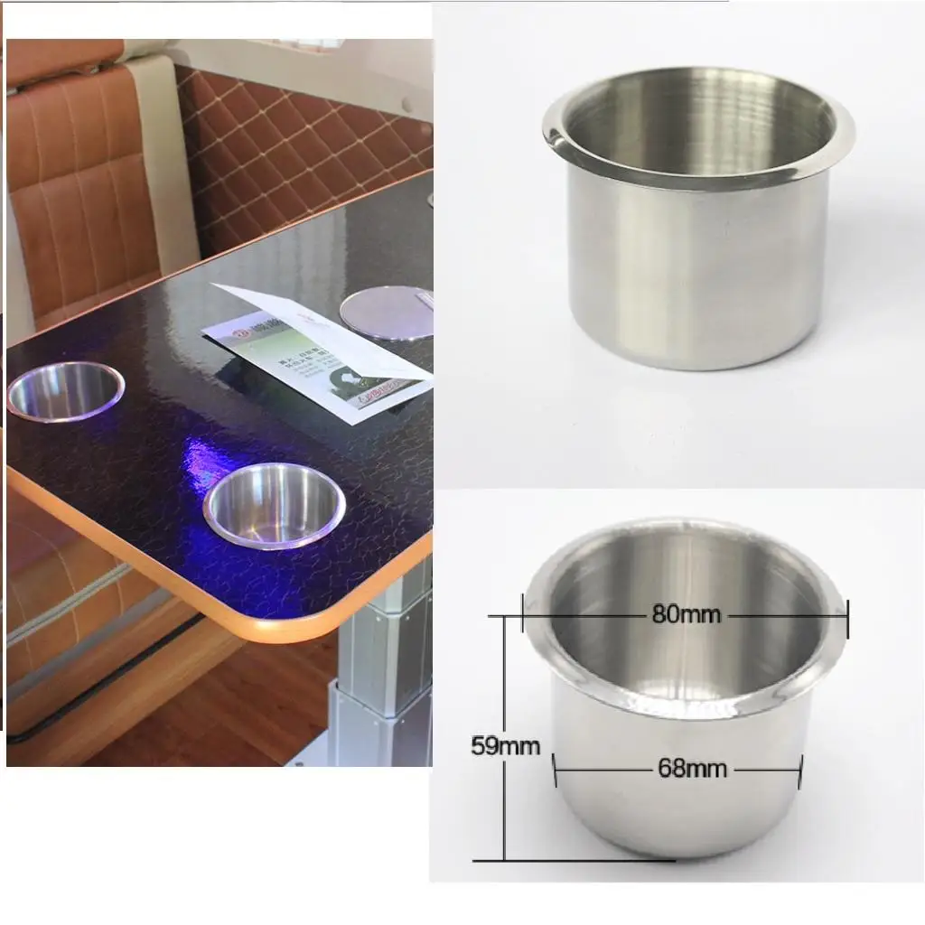 Stainless Steel Recessed Cup Drink Holder For Marine Boat RV Camper rust proof and corrosion protection Smooth surface