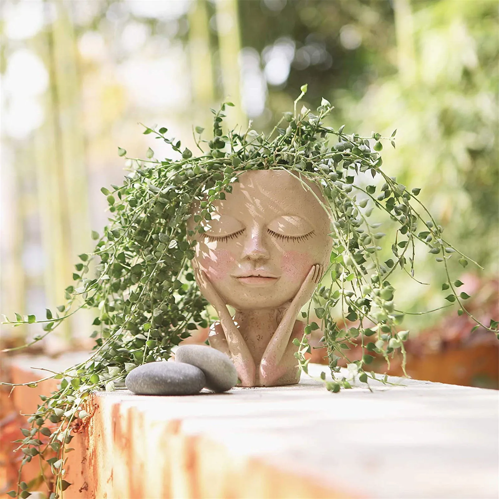 1x Girls Face Head Flower Planter Succulent Plant Flower Container Pot Flowerpot 