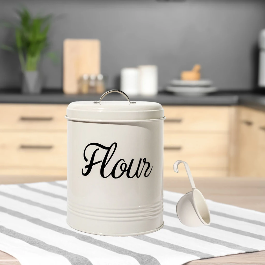 Metal Kitchen Food Flour Storage Tin Jar 5L Farmhouse Container