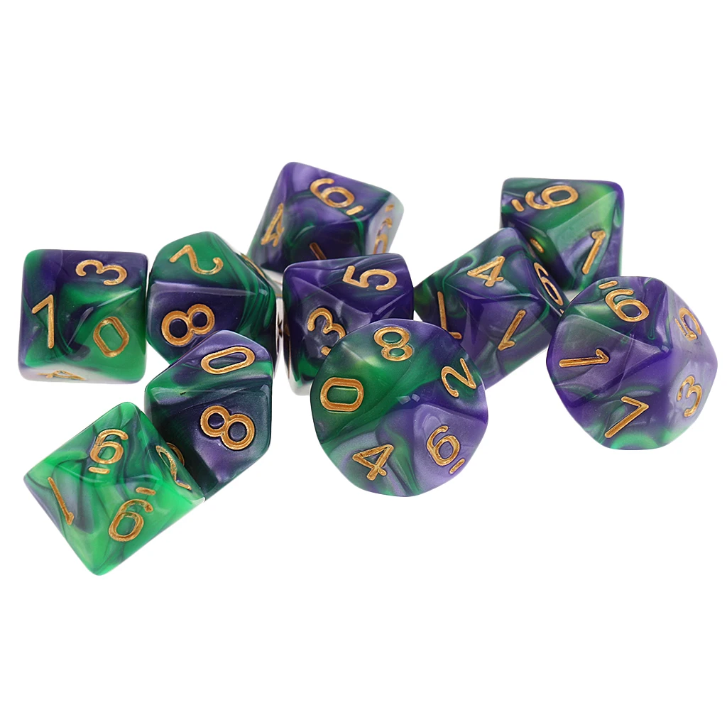 10pcs 10 Sided Dice D10 Polyhedral Dice for  High quality