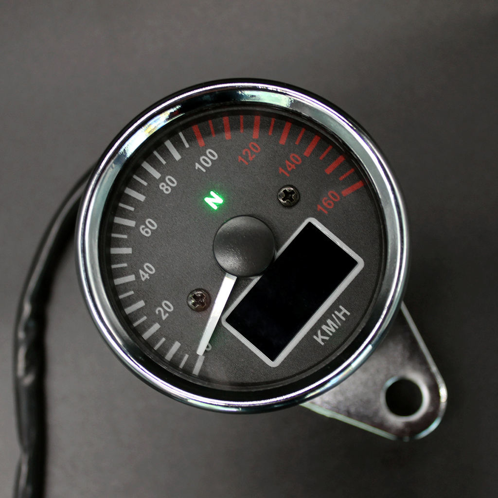 12V Motorbike Chrome LED Speedometer Tachometer Odometer Multifunction Gauge