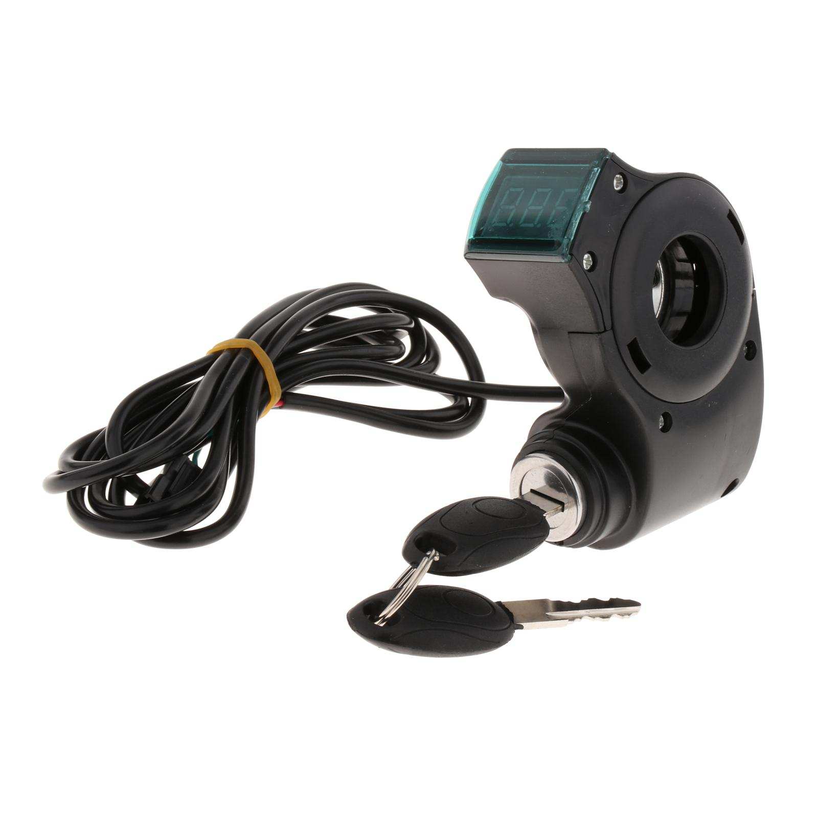 1pc Universal Electric Bike LED Digital Voltage Display Power with Key Parts