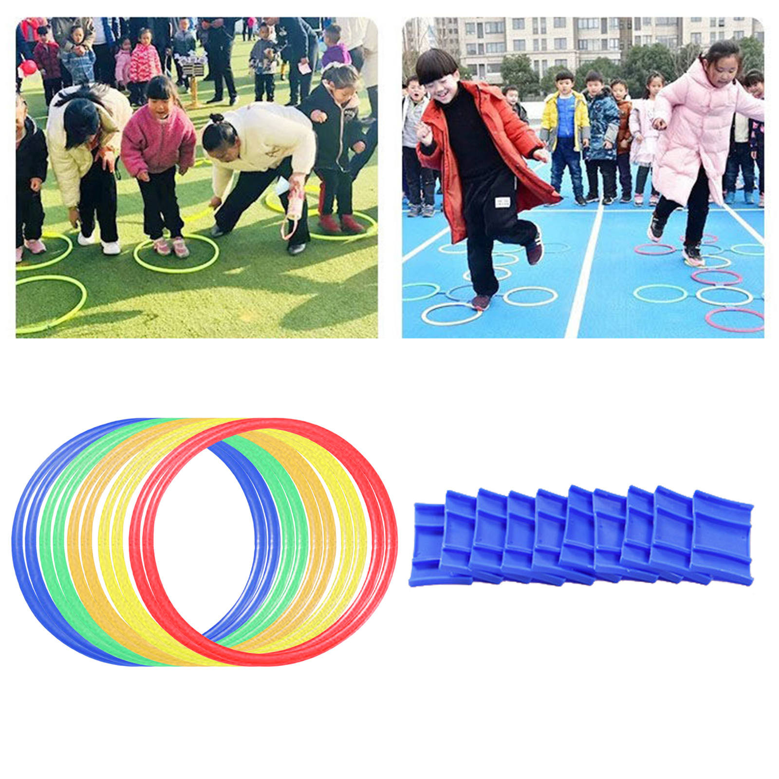 10PCS Outdoor Fun Game Jumping Ring Kindergarten Teaching Sports Toys Hopscotch Jump To The Grid Kid Sensory Training Equipment