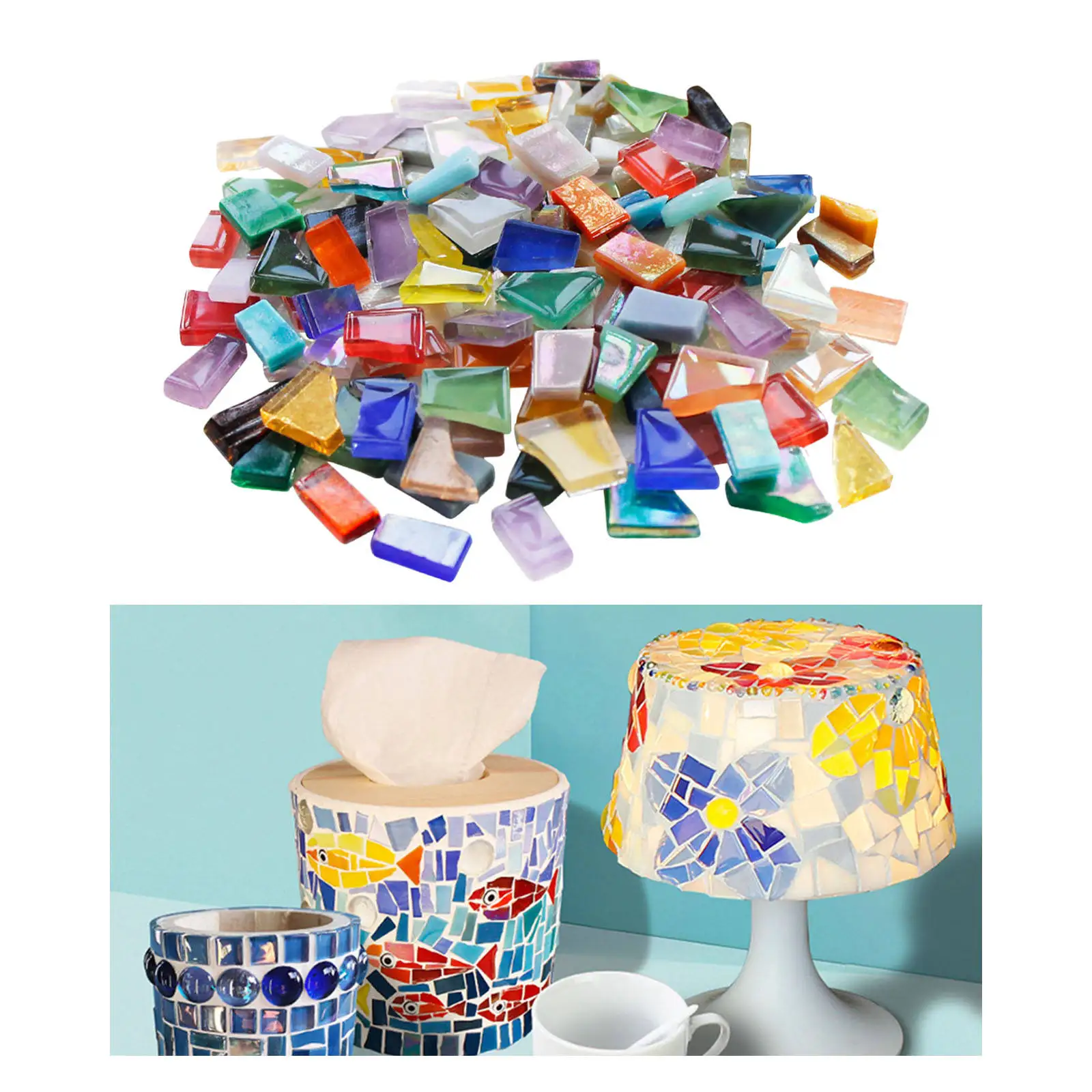 1kg Mix Color Glass Mosaic Tiles Stones DIY Mosaic Making for Puzzle Arts Home Decoration Crafts