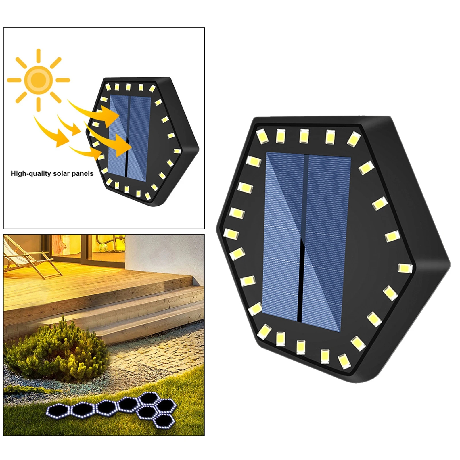 Hexagonal LED Solar Garden In-ground Light Lamp IP68 Waterproof Automatic