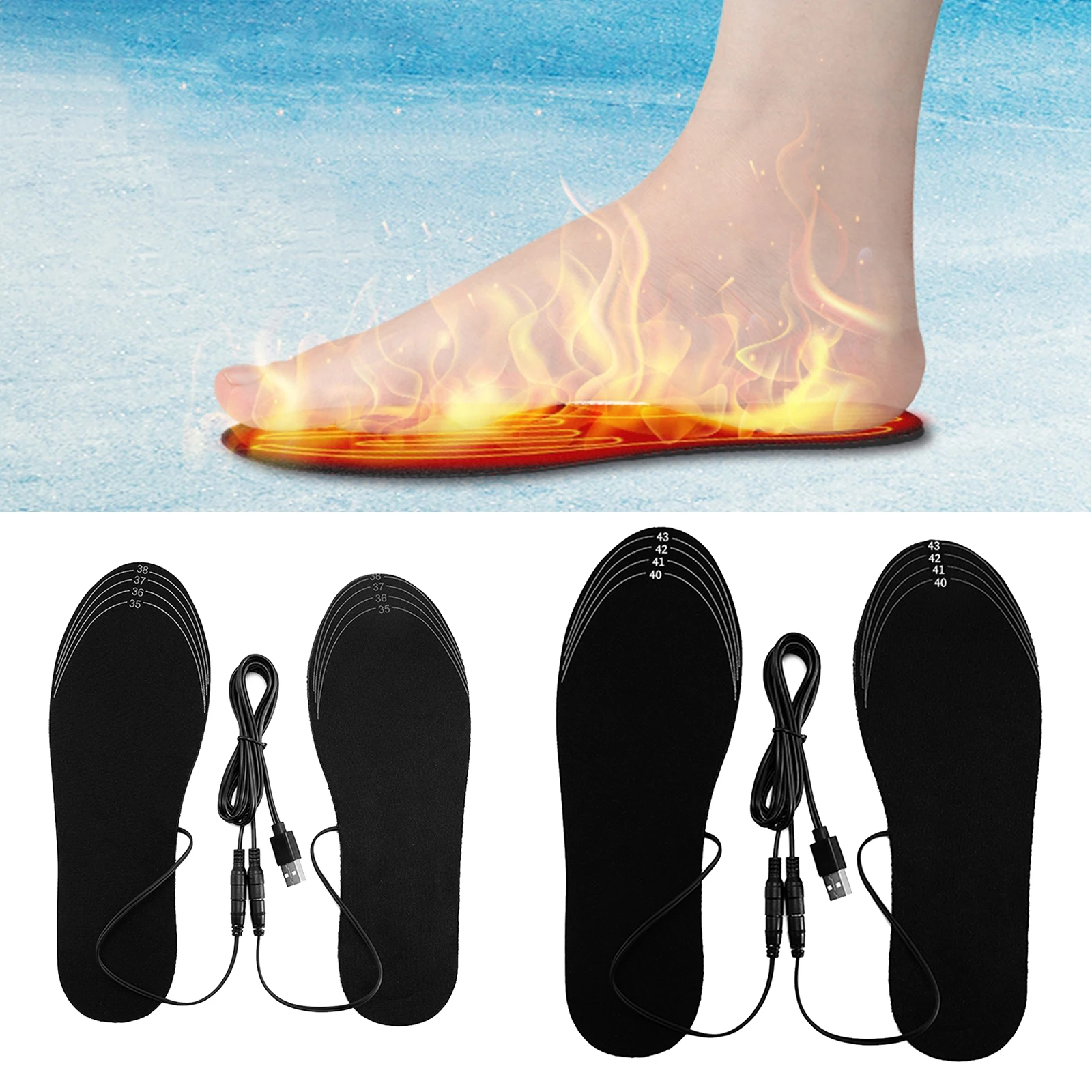 USB Heated Shoe Insoles Electric Foot Warming Pad Feet Warmer Sock Pad Mat Winter Warm Outdoor Sports Heating Insoles