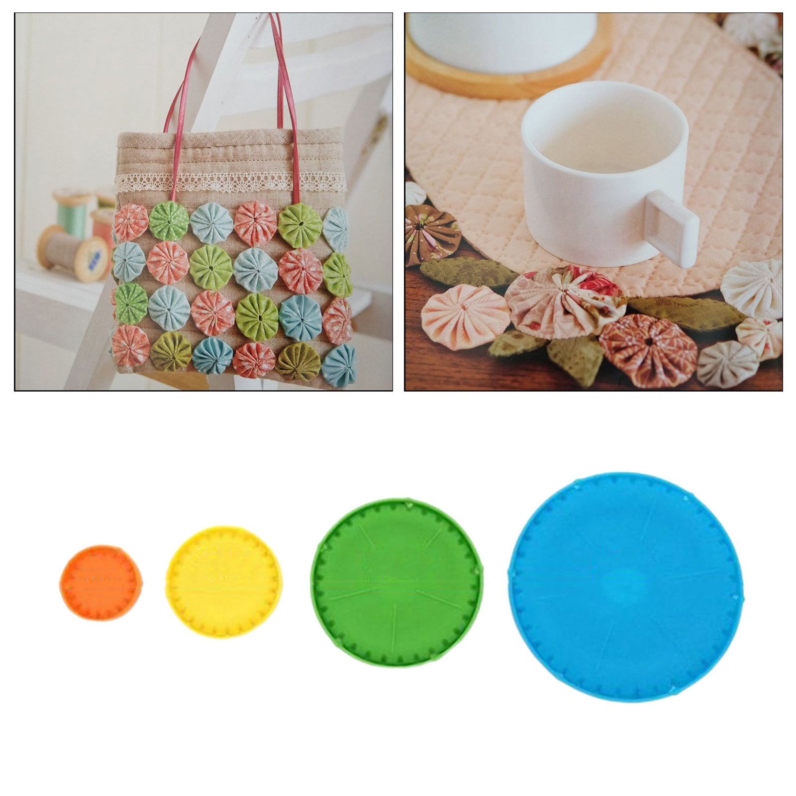 Quick Yo-Yo Makers Round Fabric Flower Templates Tools 4/6/9/12cm Extra Small Small Large Extra Large for an Easy Yo-Yo Quilt