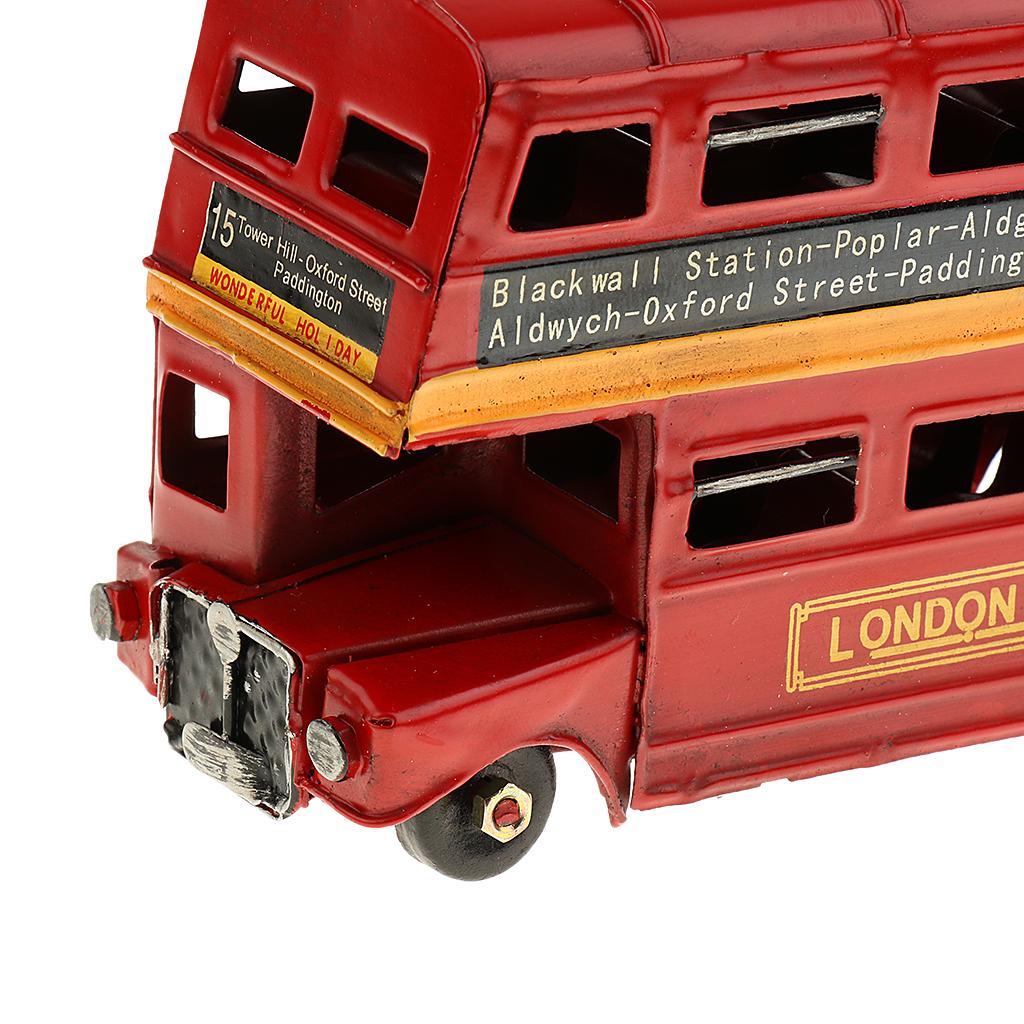 Tinplate Small Metal Double-deck London Bus Model Crafts Handicrafts