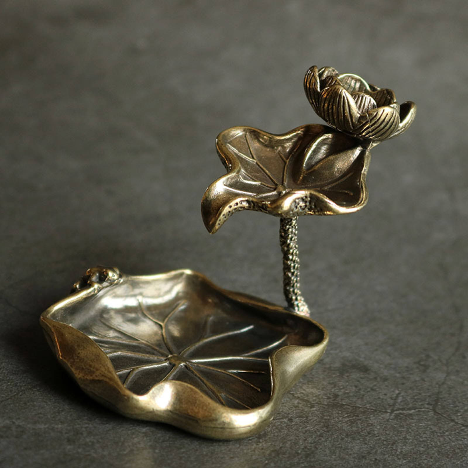 1 Piece Incense Holder Copper Decor Frog Aromatherapy Antique Censer Mini Burner Pond Lotus Leaf Reflux for Yoga Office Home