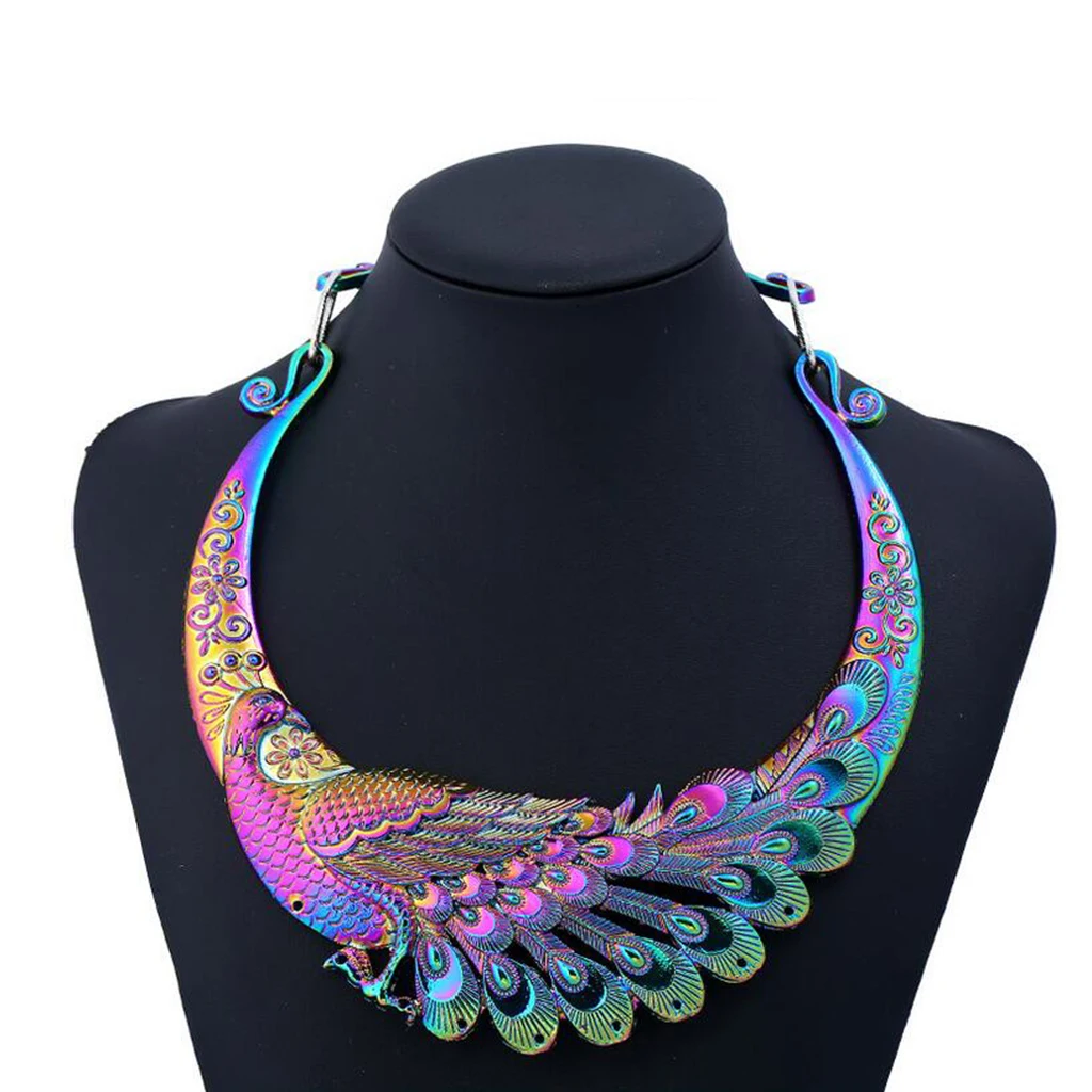 Elegant Engraved Shape Colorful Tribal Necklace Choker Jewelry for Women Men