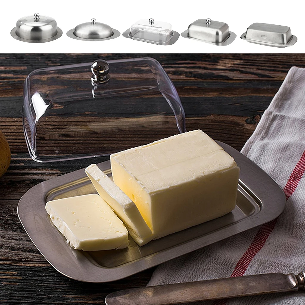 Stainless Steel Butter Storage Box Cake Bread Fruit Container Steak Salad Biscuit Serving Tray Restaurant Hotel Kitchen