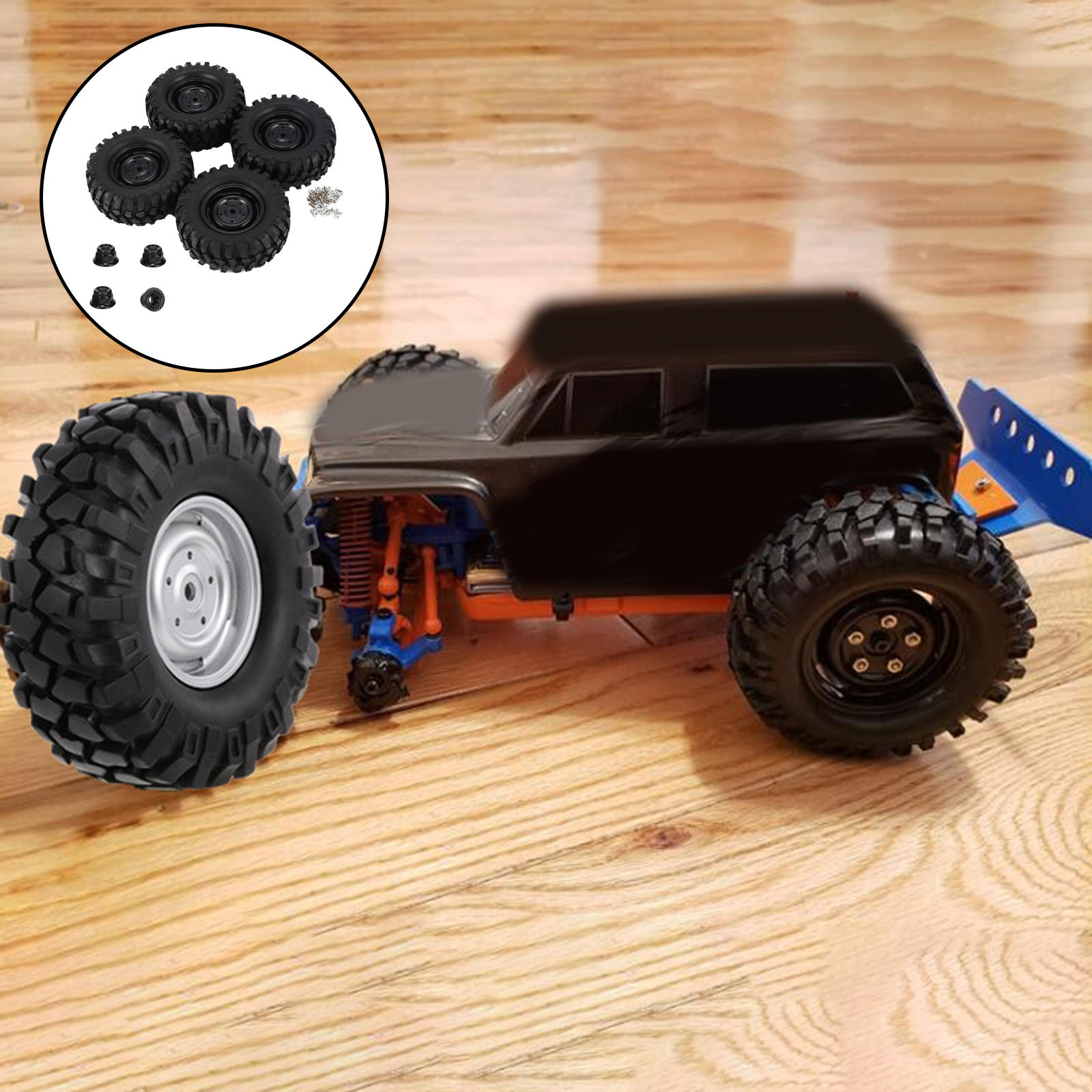 4 Pieces 96mm Wheel Tyres Upgrade DIY Universal Replacement Accessories 1.9 inch Tires Set for HSP 1/10 Axial 1/10 RC Vehicle
