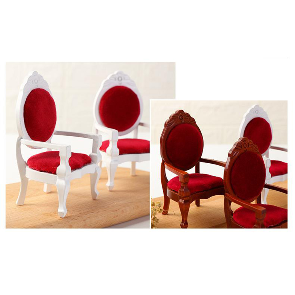 12th Dolls House Miniature Wooden Antique Chair Room Furnishings Model Toys