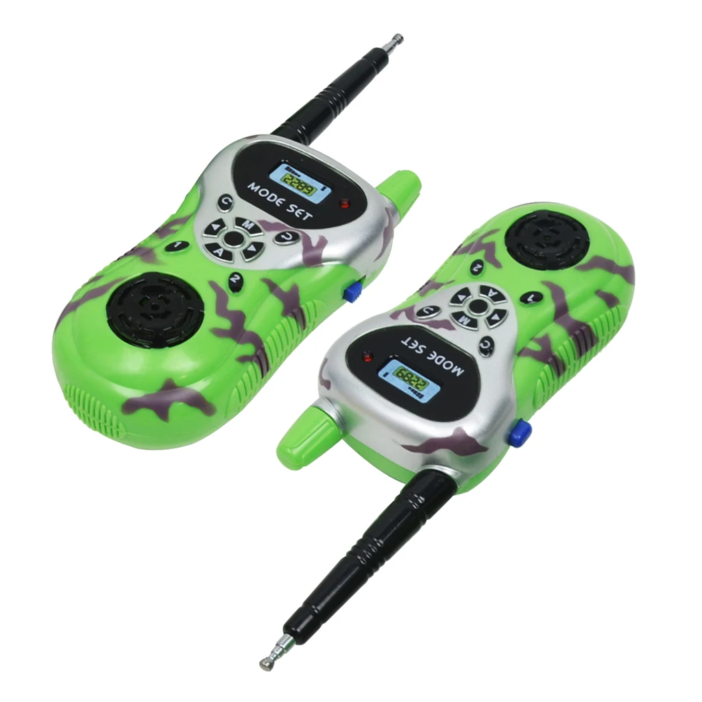 2Pcs Green Plastic Electronic Walkie Talkie Toy for Kids Outdoor Play