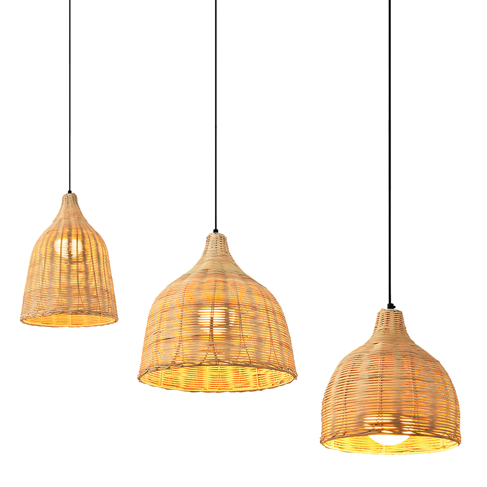 Lustre moderno de teto em rattan, luminária