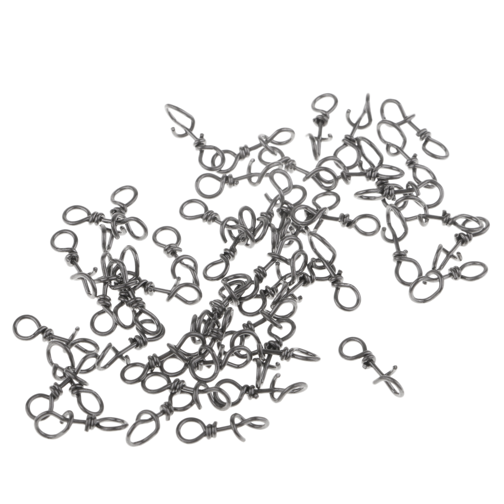 50 Pcs Fast Connecting Clips Fishing  Snaps Clips Swivels Connectors