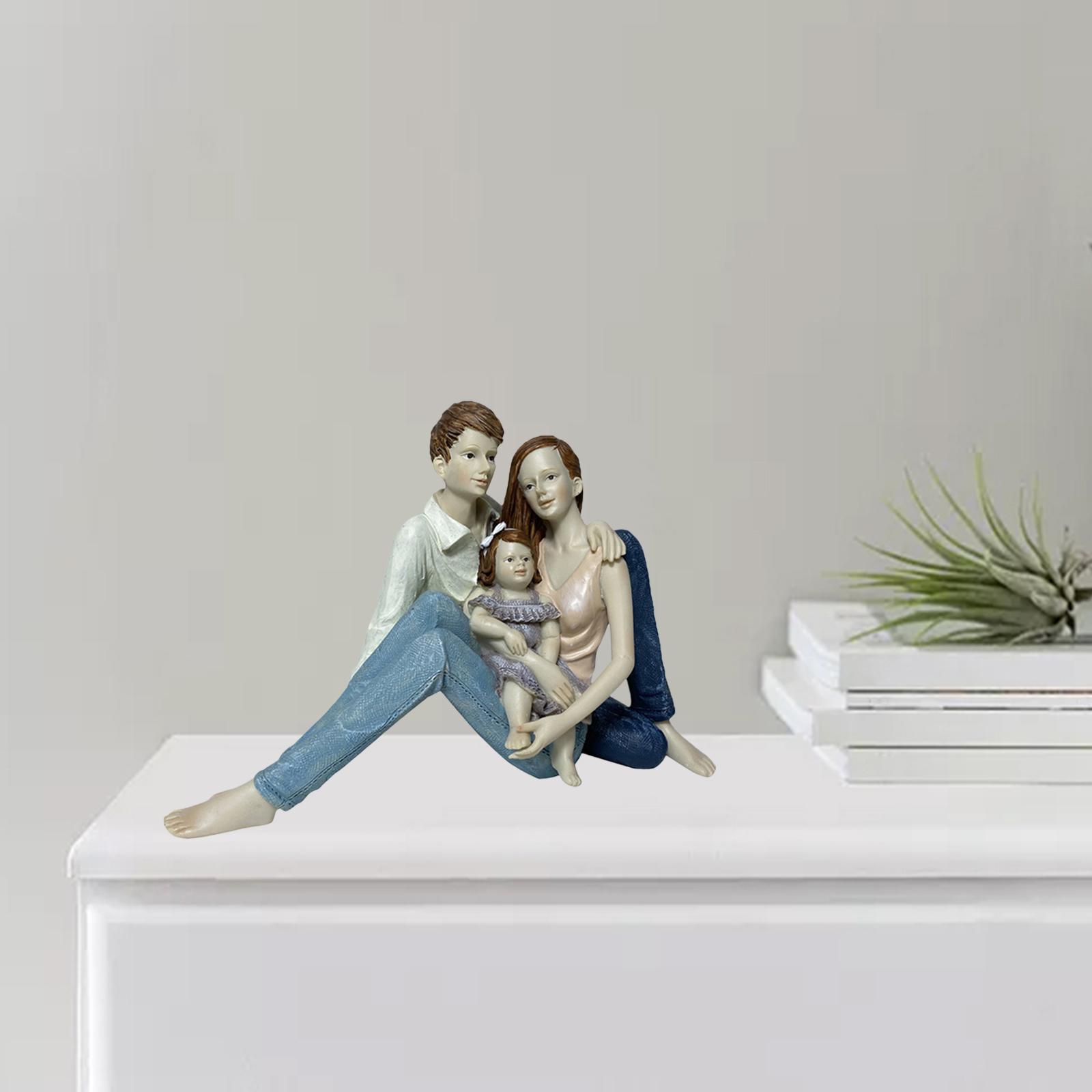 Holiday Family Sculpture Handmade Resin Parents Statue Daughter Gift Birthday Son Ornament Craft Room Decor Wedding Anniversary