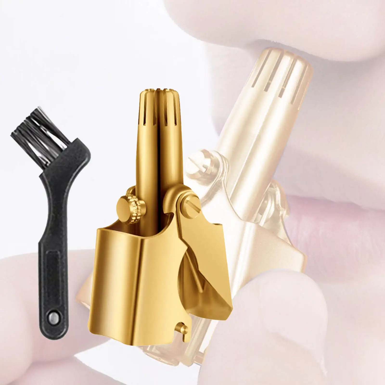 Nose Hair Trimmers with Brush Washable Ear Nose Trimmer Manual Device Stainless Steel Clipper Shaving Machine Removal Cleaner