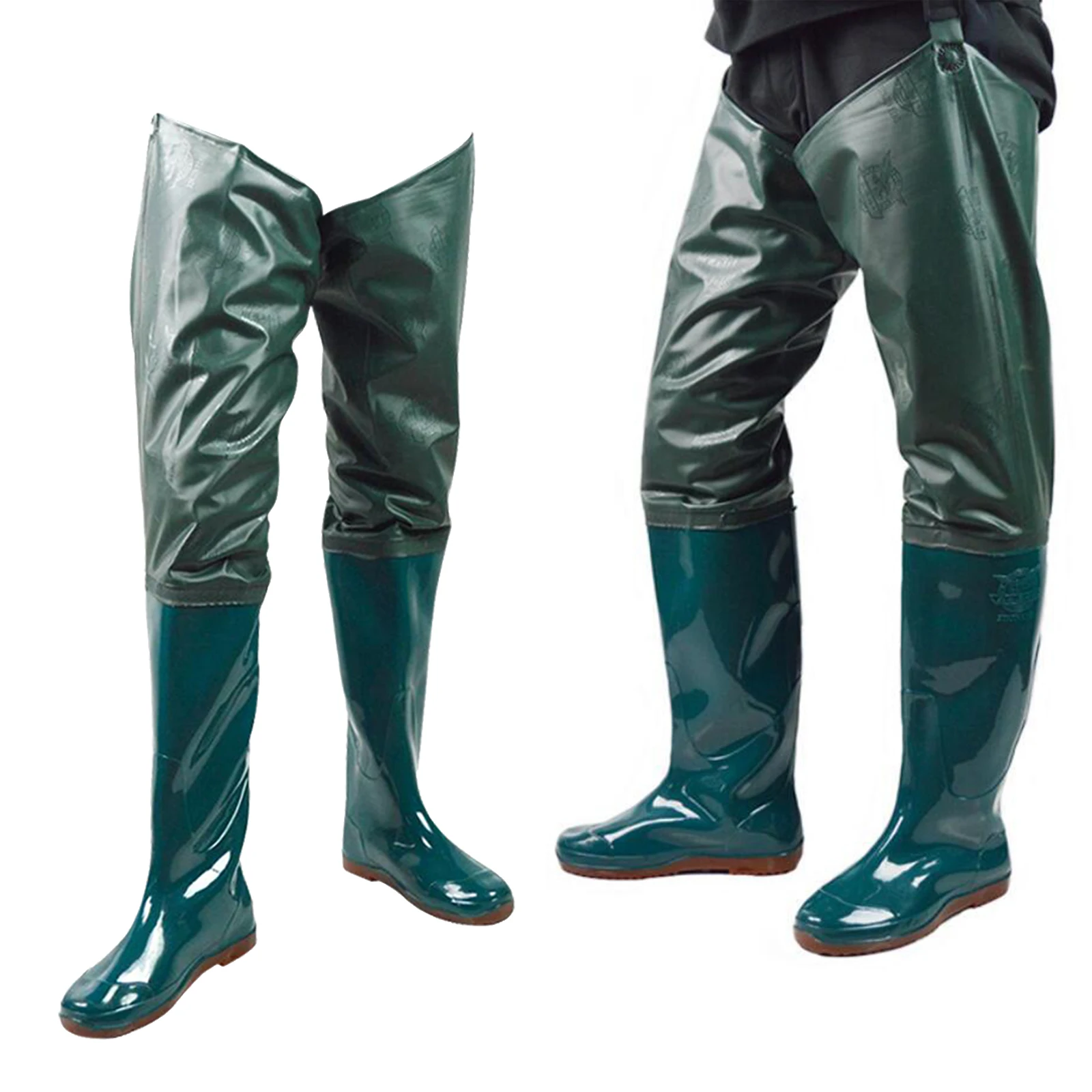 Durable Hip Waders Lightweight Waterproof Hip Boots Unisex PVC/Nylon Fishing Hunting Bootfoot Waterproof Water Pants Boots