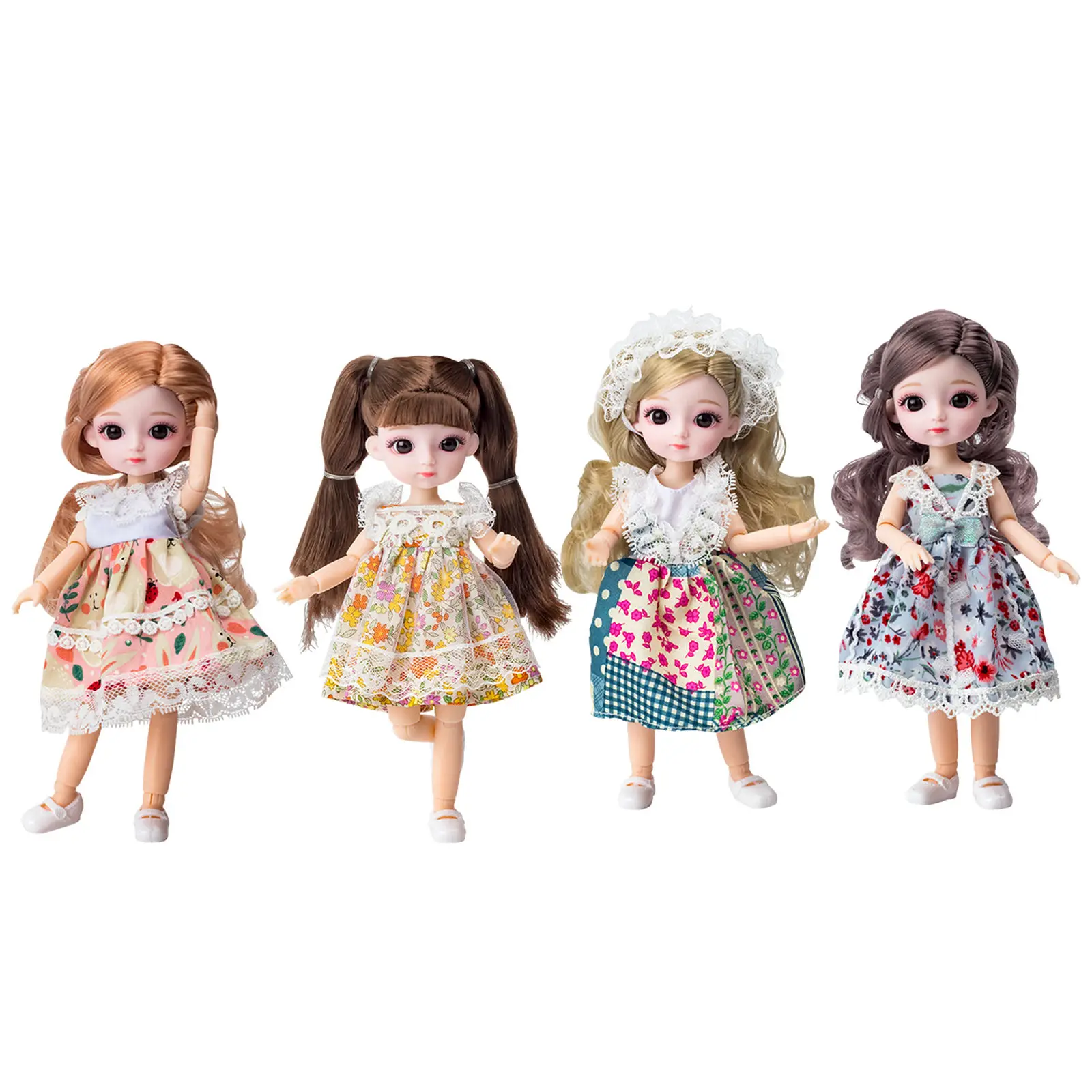 13 Set Moveable Joint Princess Standing Doll, Princess Doll Blue Sleeping Blonde Rapunzel Fashion Doll for Girl House