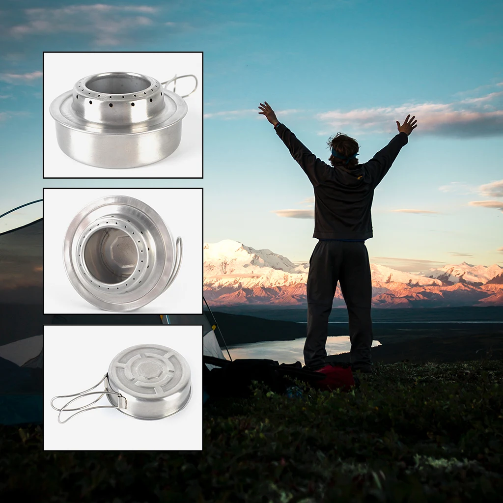 Stainless Steel Alcohol Stove Outdoor Ultralight Mini Burner Picnic Hiking