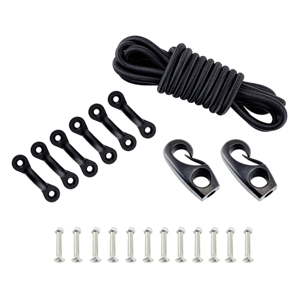 Marine Kayak Bungee Kit Bow & Stern Tie Downs 8ft Cord 6 Nylon Padeyes