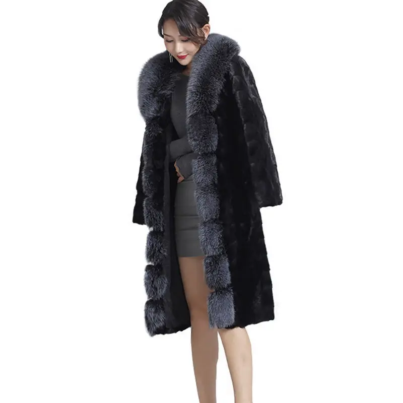 puffer coat with fur hood Plus Size Faux Black Fur Winter Coats and Jackets Women The New Long Big Fur Collar ladies parka coats