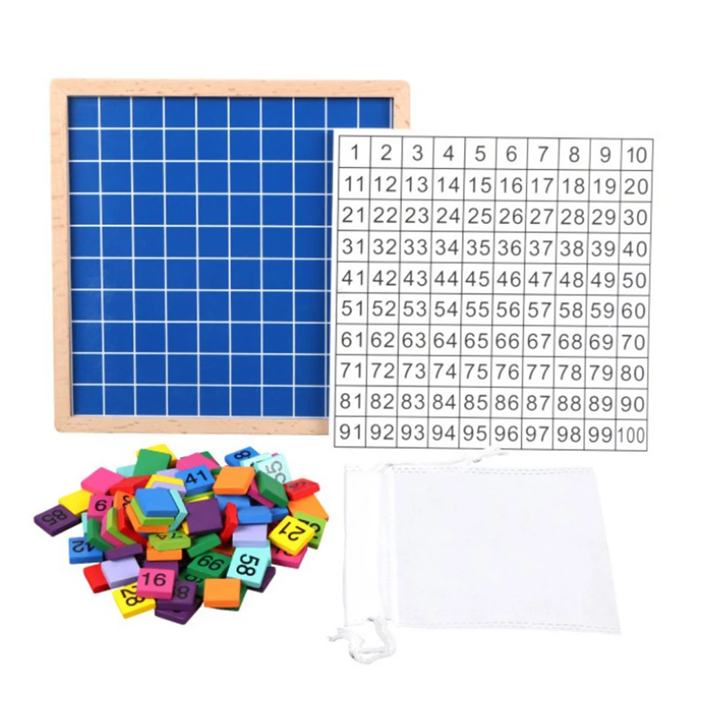 Wooden Toys Hundred Board Montessori Math 1-100 Number Board Educational Game for Kids
