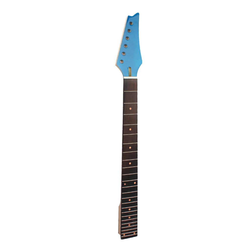 Unfinished Electric Guitar Neck 24fret Maple Orange Dots Inlay Blue Head