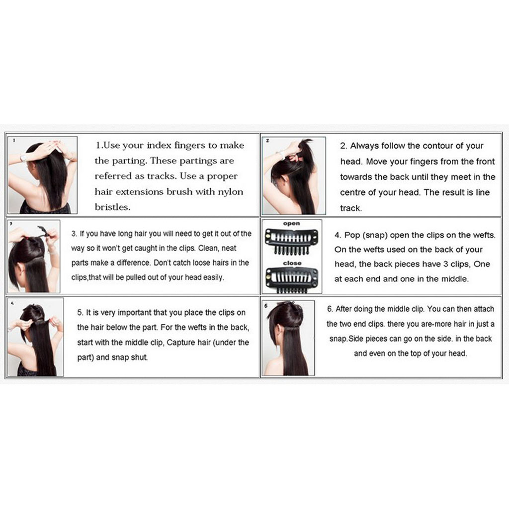 10x U Shape Snap Clips For Weft Hair Extensions Clip In Black Blonde Brown 32mm