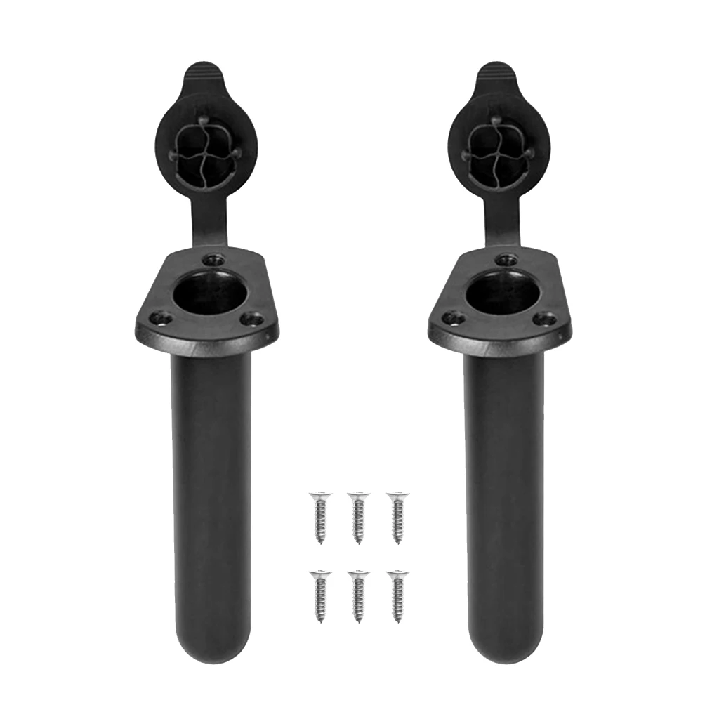 2x Kayak/Canoe Flush Mount Plastic Fishing Pole Rod Holder With Cap + Screws