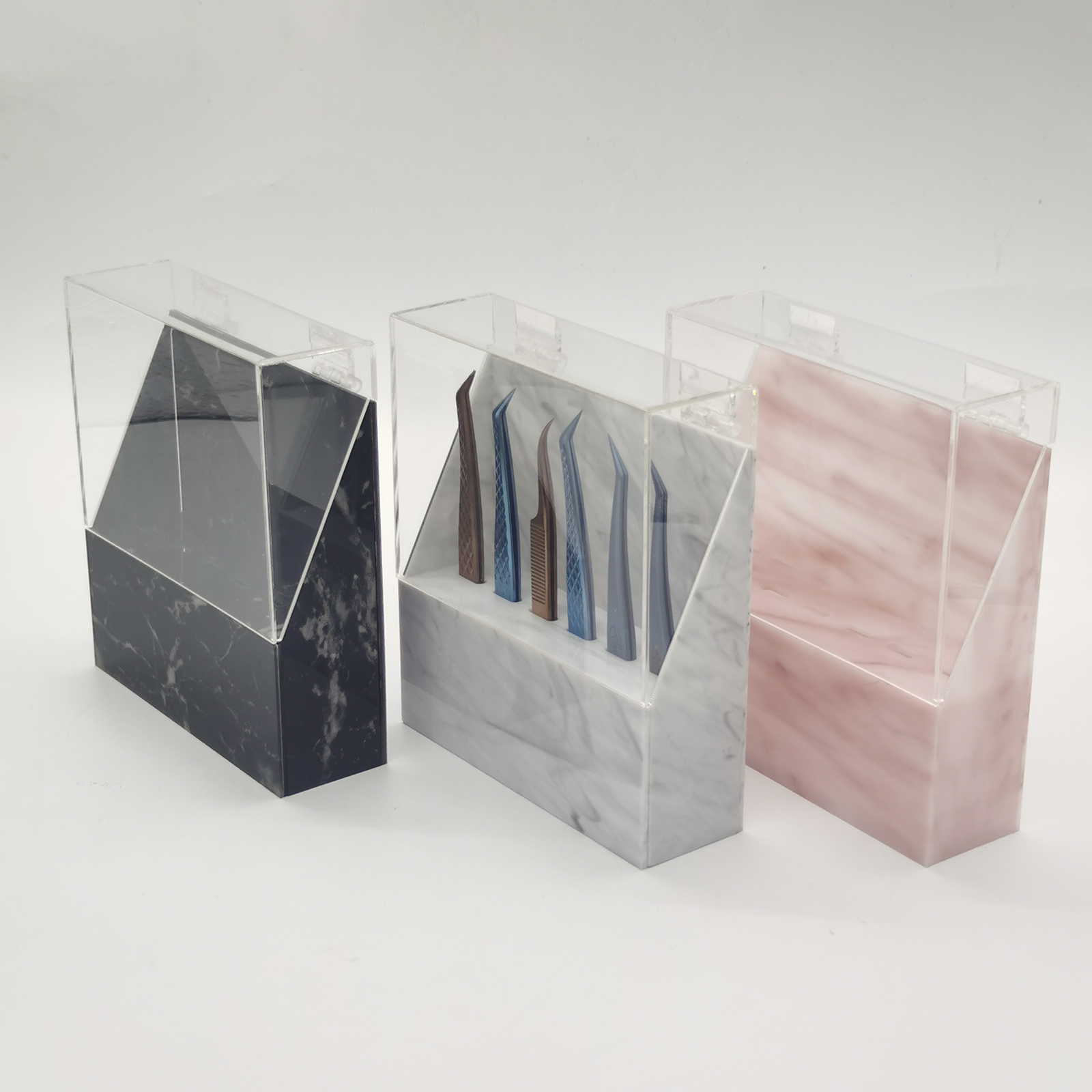 Eyelash Extension Tweezers Stands Eyelash Display Shelf Holder Dustproof Acrylic Clear Tweezers Display Stand With Cover