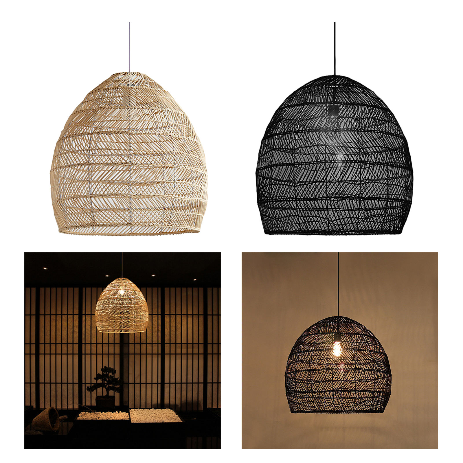 Japanese Bamboo Lamp Shade Ceiling Hanging Light Shade Chandelier Lampshade for Home Bedroom Tea Room Decorations