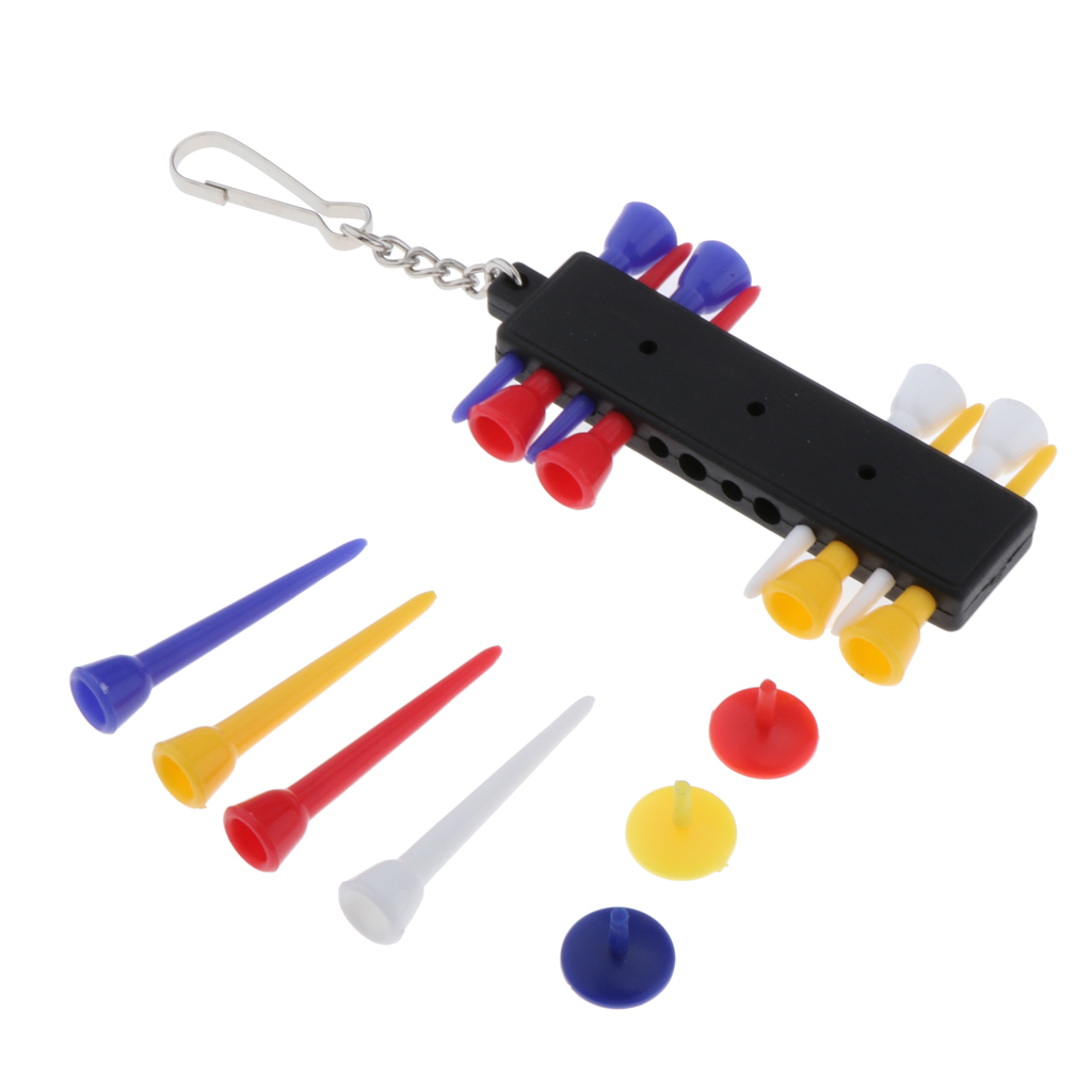 Portable Golf Tee Holder Carry Shelf with Clip Keychain 55mm Tees Ball Marker