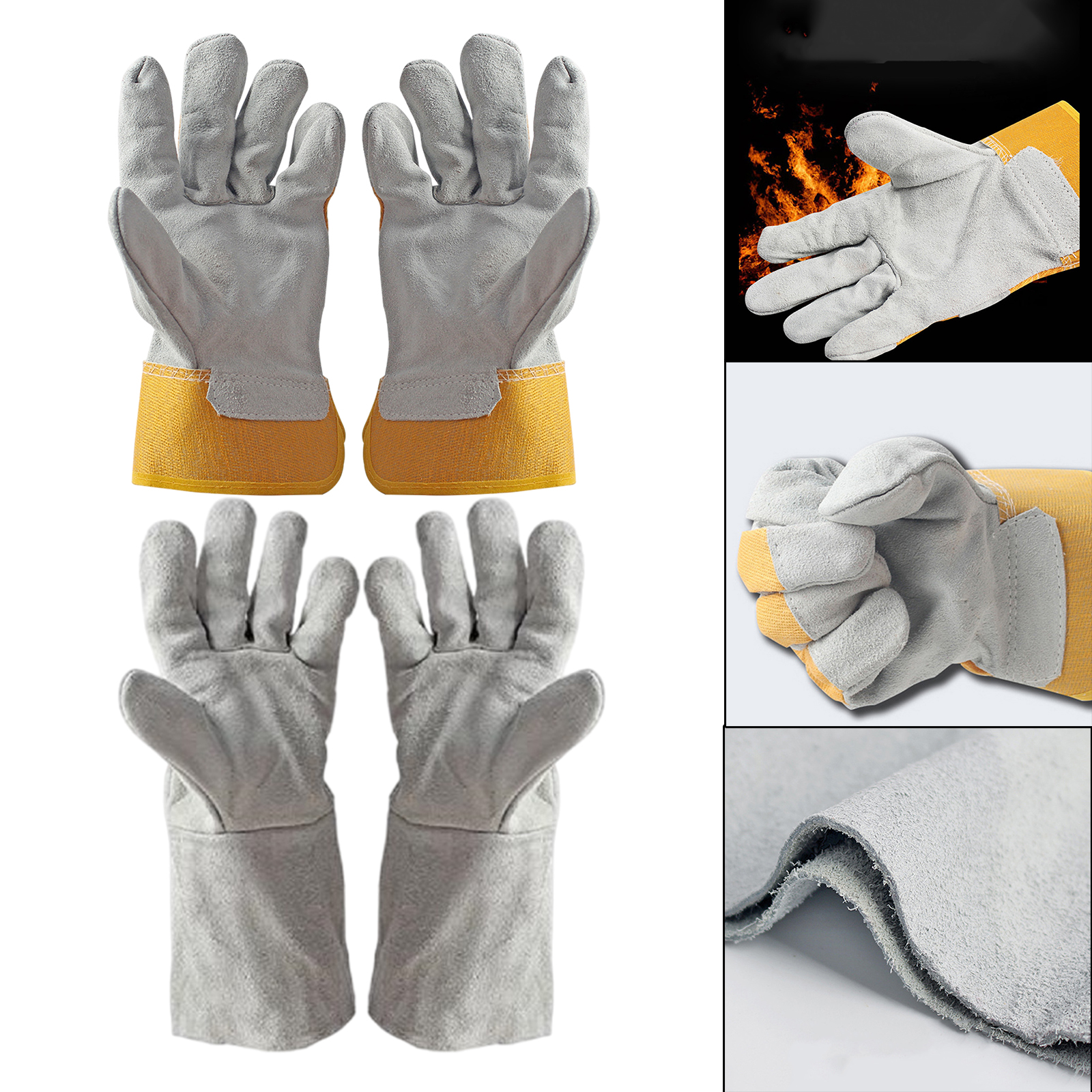 Cowhide Electric Welding Gloves Welding Work Gloves Welding Gloves Wear Resistant Protective Gloves for Stove Fireplace