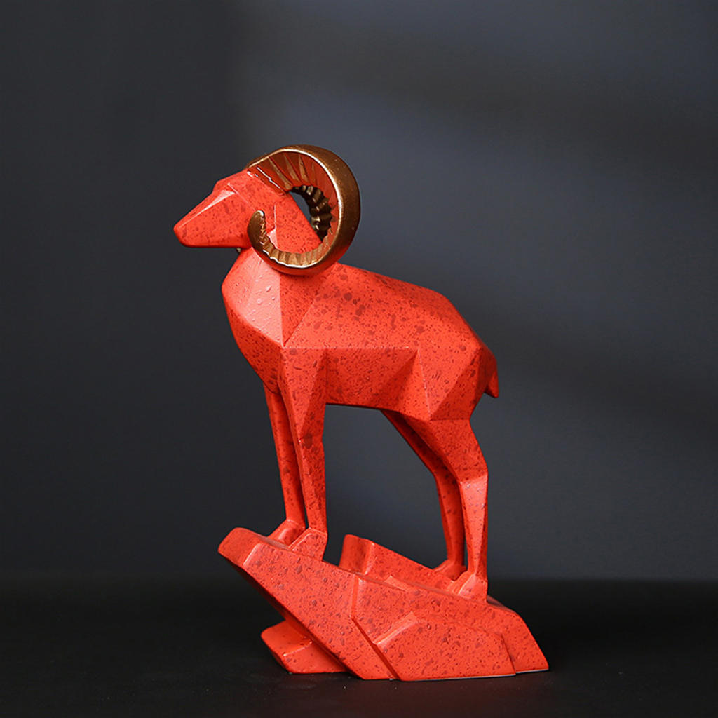 Lamb Antelope Decor Statue for Home Office Bookshelf TV Stand Decoration, Resin Geometry Animal Sculpture Tabletop Crafts