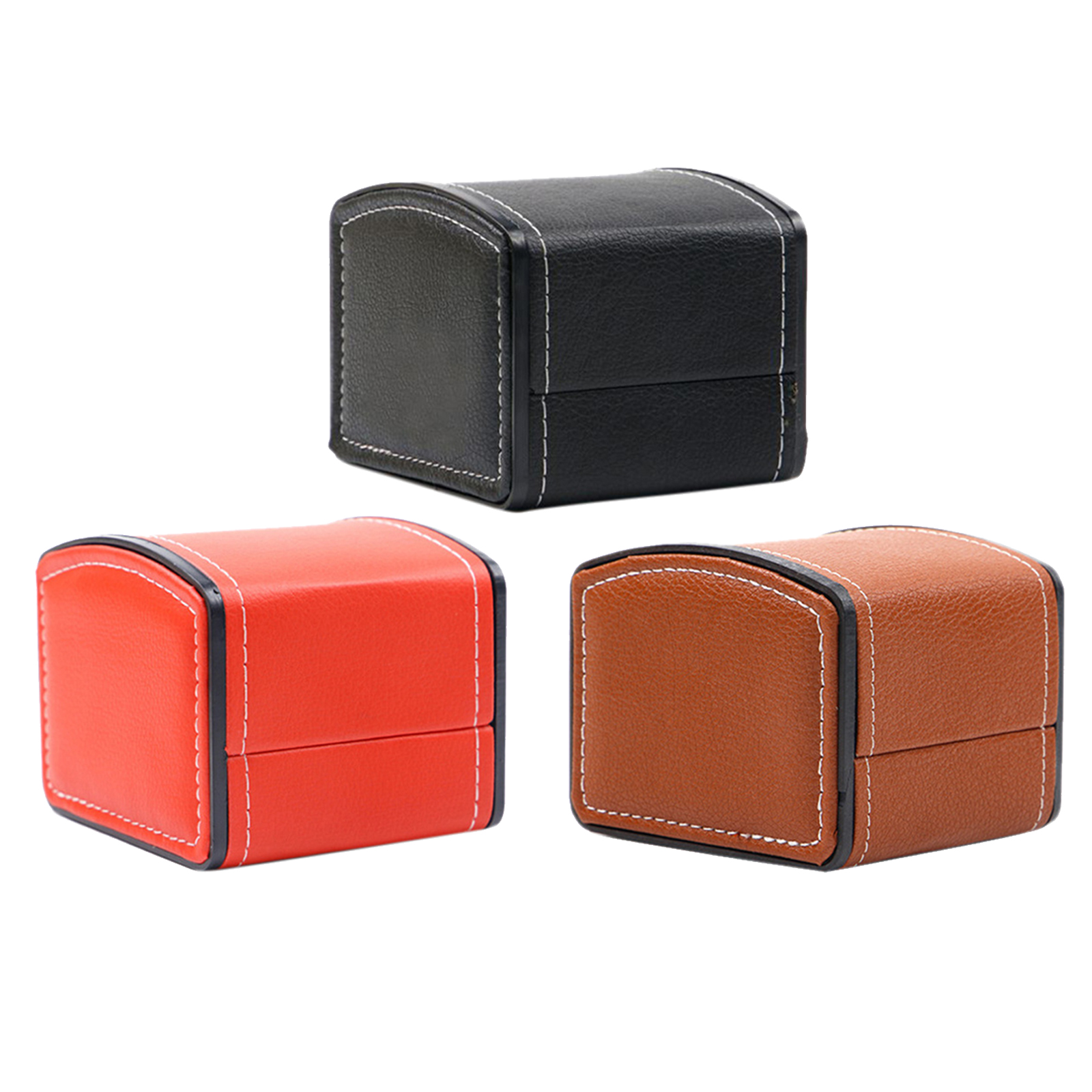 Classic PU Leather Watch Case Storage Holder Organizer Jewelry Box Gift 3.5x4x3inches