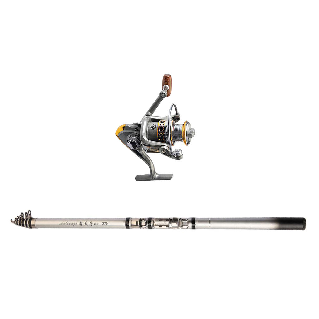 Rock Fishing Rod Portable Folding Travel Backpack Spinning Fishing Pole Reel Set