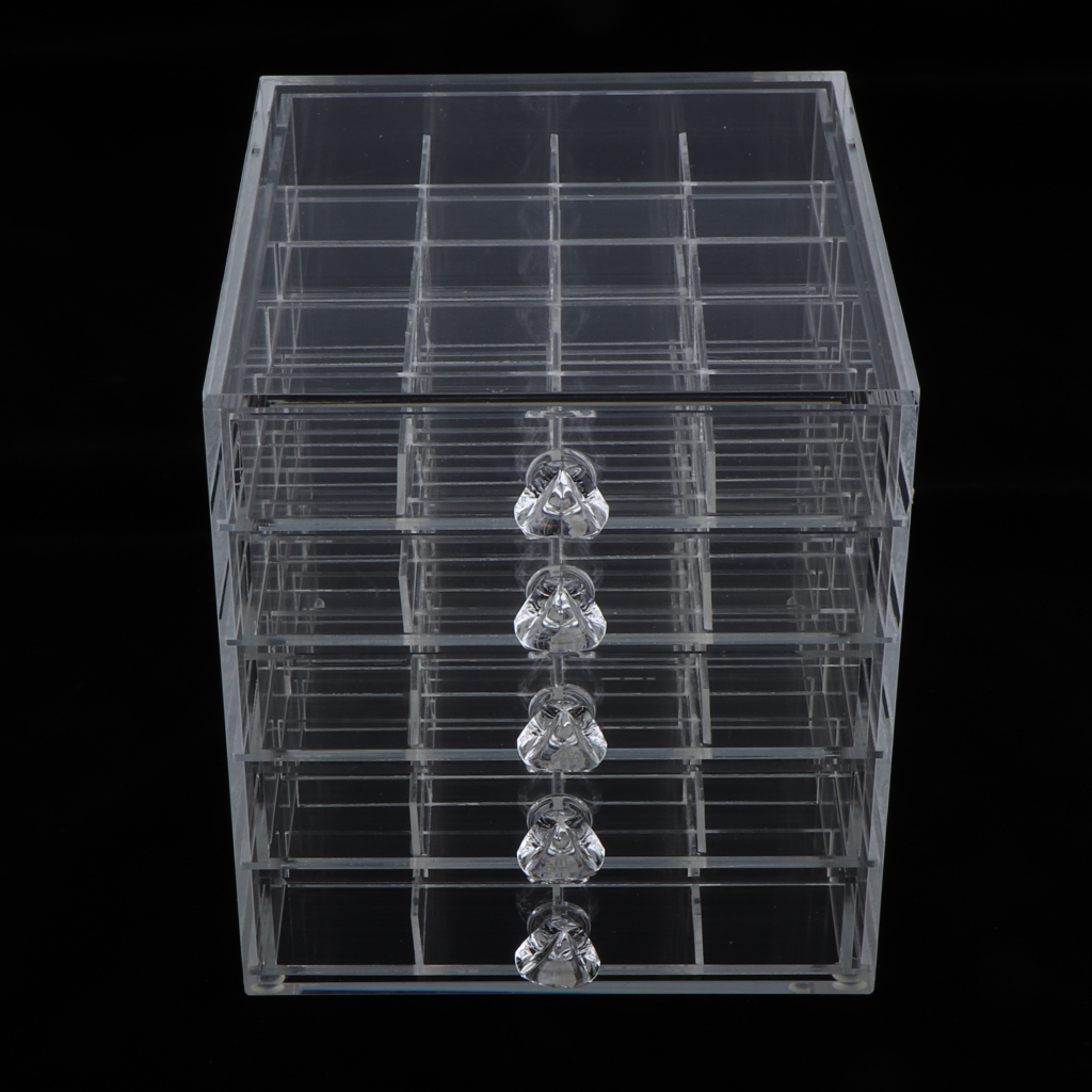 Acrylic Makeup Organizer With 5 Drawers 100 Grids Jewelry Display Case Box