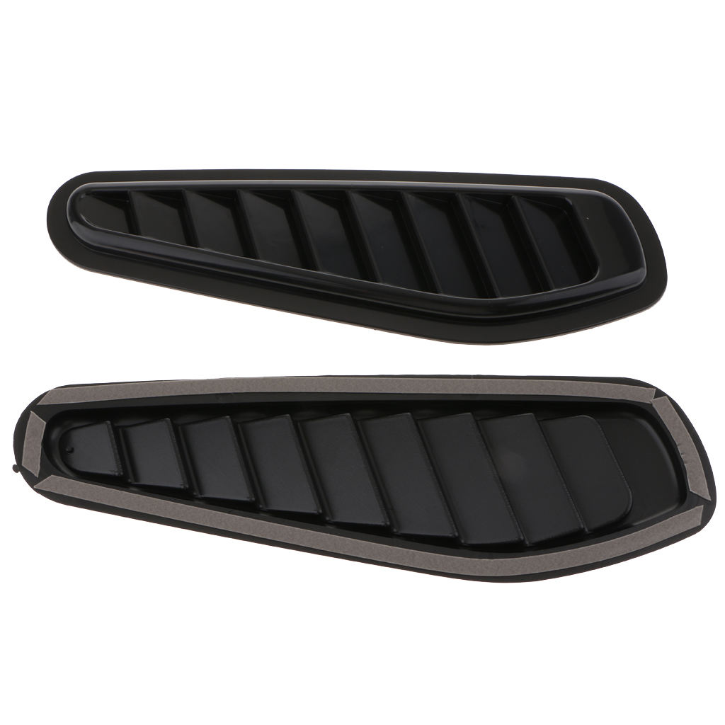 2Pcs Car Decorative Stylish Turbo Bonnet Hood Side Vent Grille Cover Black