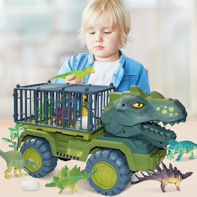 Transportador de carro de dinossauro, Brinquedos Dinossauros, 15 Dino  Figures, Tapete de Jogo, Ovo de Pedra, Carro Tiranossauro, 15 - AliExpress