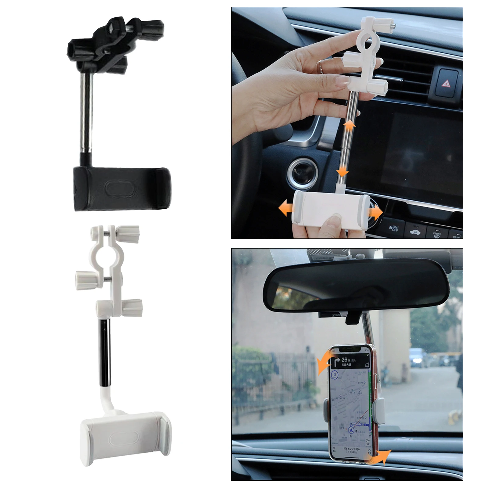 Car Mount Cell Phone Holder 360° Car Rearview Mirror Mount Truck Auto Bracket Holder Cradle for GPS/PDA / MP3 / MP4 Devices