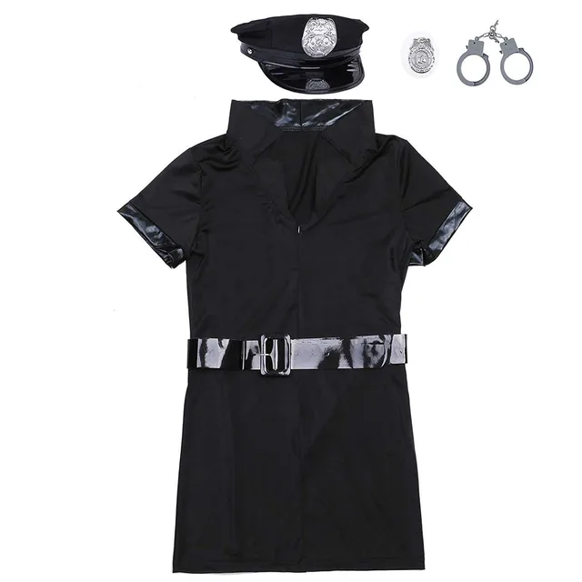 Uniforme de policía Sexy para adultos, traje de policía para fiesta de  Halloween, Top + falda + sombrero + esposas + bastón + cinturón, 6 piezas,  azul - AliExpress