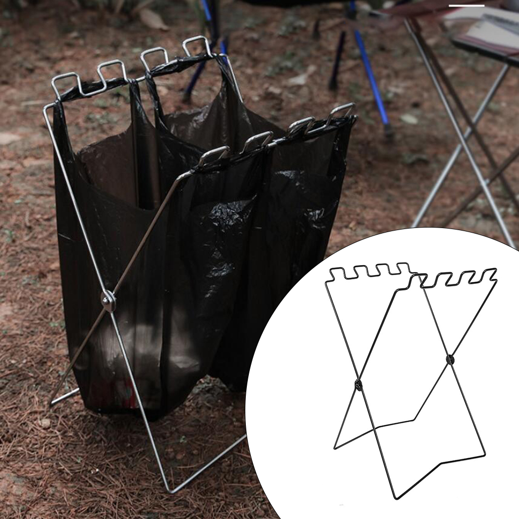 Foldable Trash Bag Holder Stand Portable Waste Sorting Bin Rack Sorting