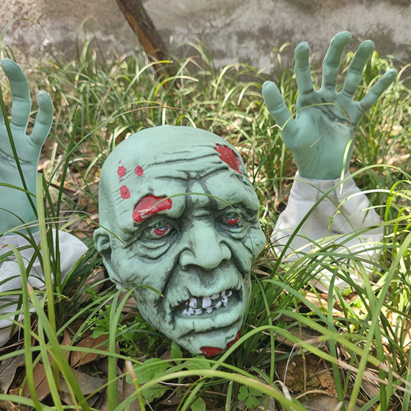 Scary Garden Zombie Decoration Outdoor Head Arms Ornament Statue Decor Stake