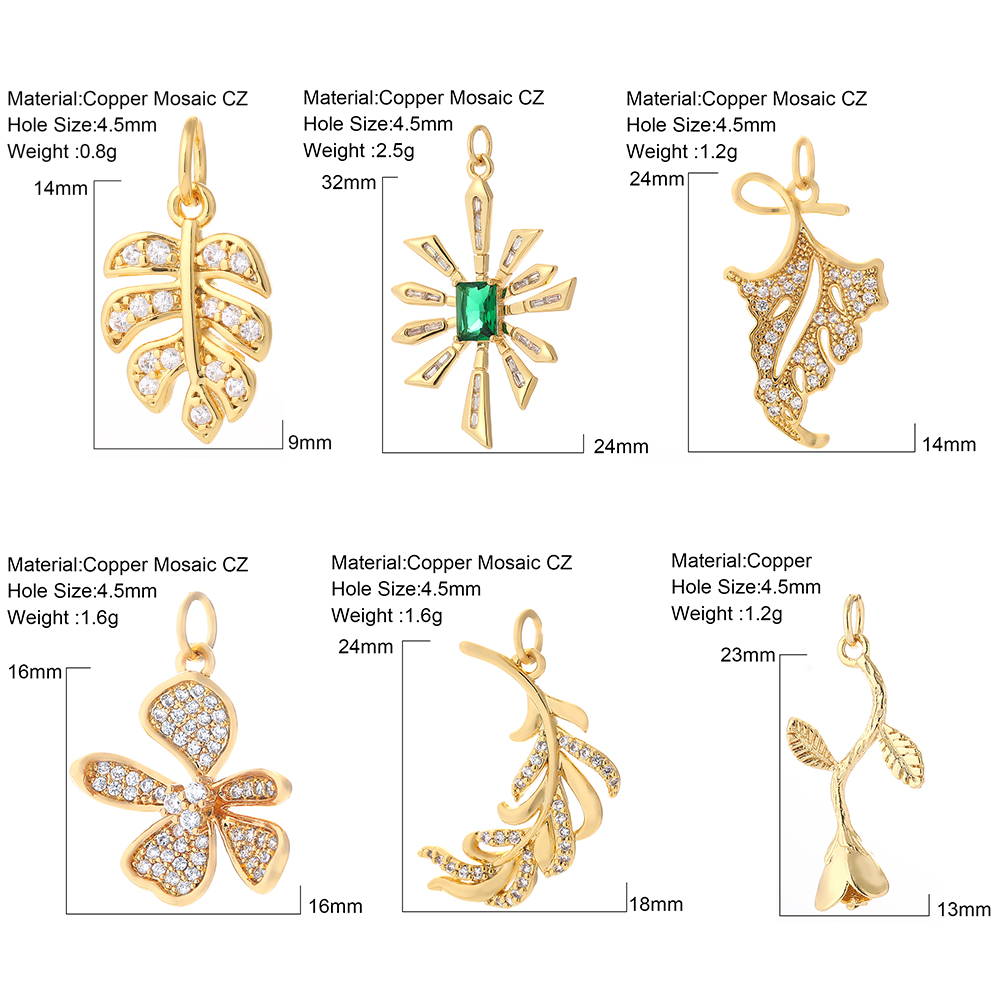 Blumen Blätter Kokosnussbaum Pflanzen Designer Schmuck Charms für Schmuckherstellung Zubehör Diy Anhänger für Armband Halskette Ohrring – Detail 2