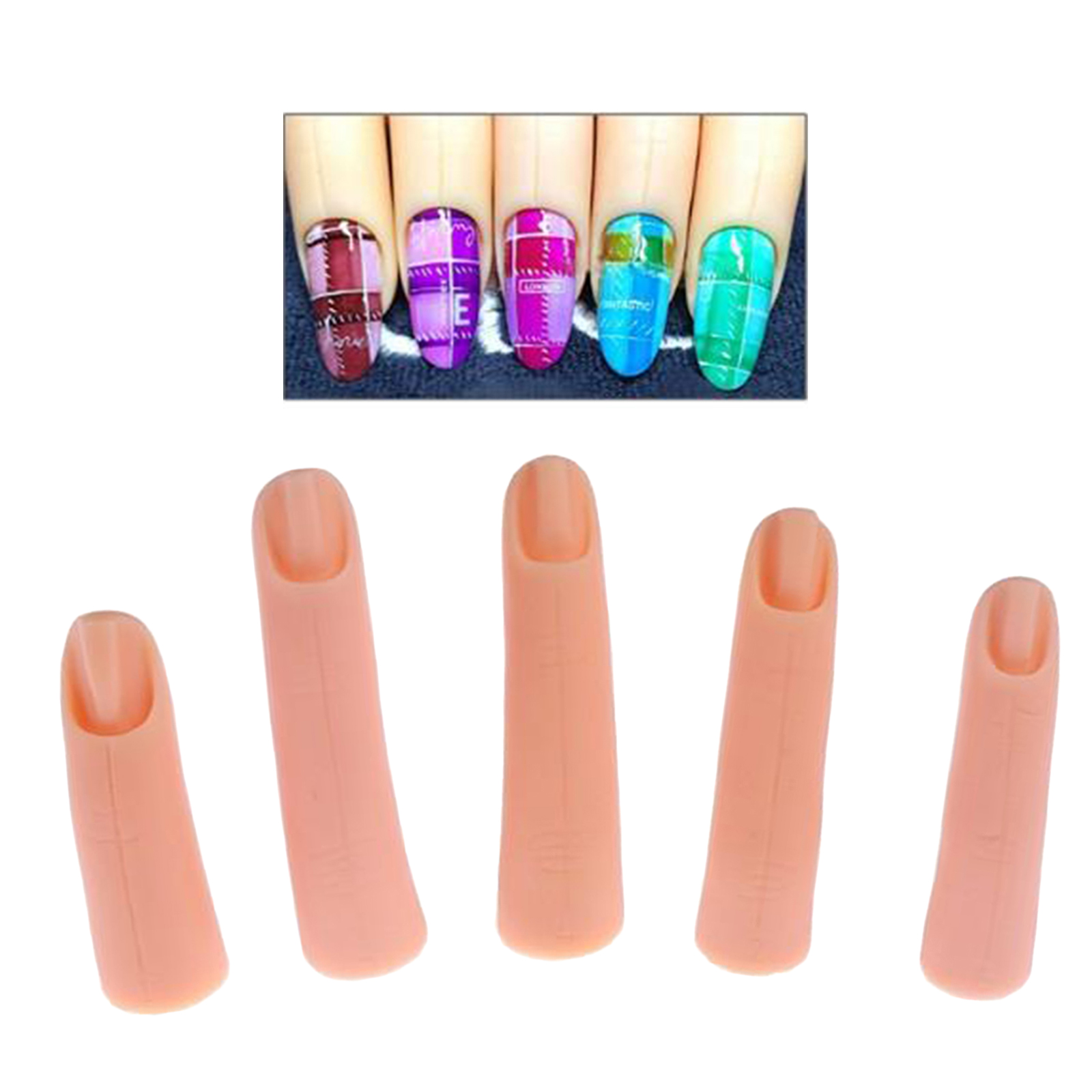 5Pcs Silicone Adjustable Practice Nail Art Trainer Training Fingers Manicure