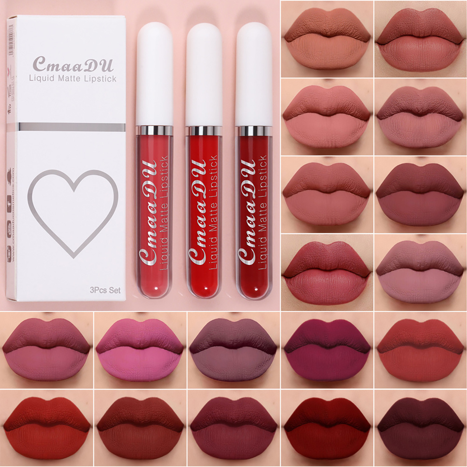 Lip Gloss Langmanni Lipstick 7.5ml 3 Box Set Waterproof Long Lasting ...